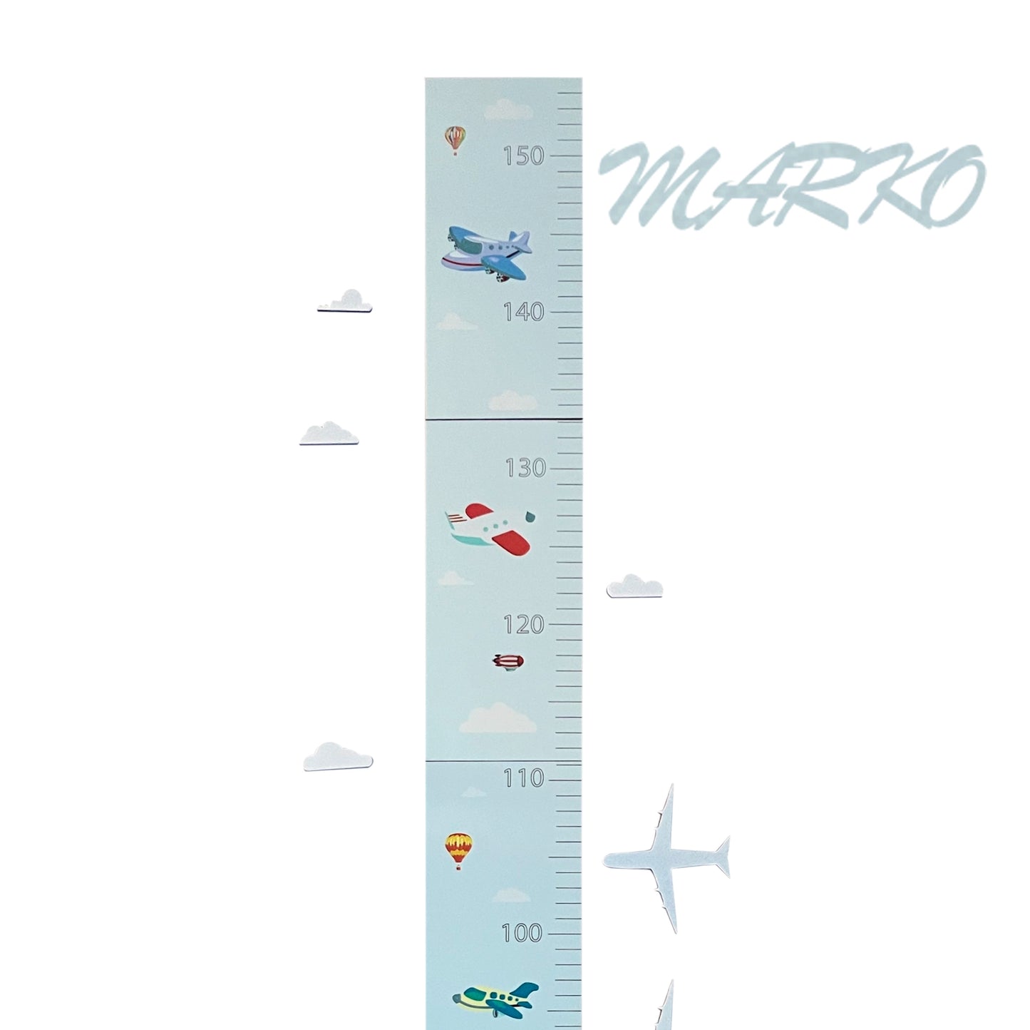 Visinometar za decu "avion" (do 150 cm, drveni, samolepljivi)
