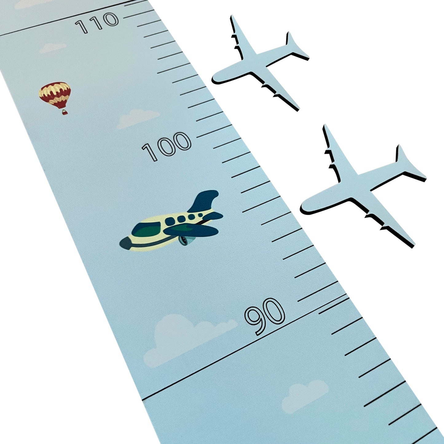 Visinometar za decu "avion" (do 150 cm, drveni, samolepljivi)
