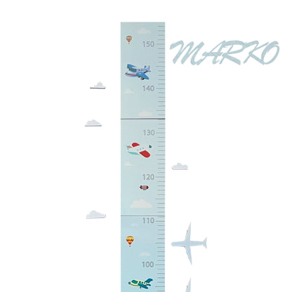 Visinometar za decu "avion" (do 150 cm, drveni, samolepljivi)